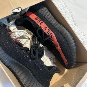 Yeezy Adidas Black and Orange Sneakers